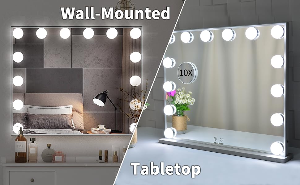BEAUTME Vanity Mirror with Lights,Hollywood Lighted Makeup Mirrors for