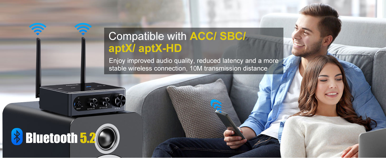 PROZOR Audio Bluetooth Amplifier with BT 5.2 Optical RCA L/R 3.5mm