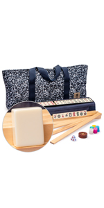 American Mahjong Set, “Blue Calico” with Soft Case