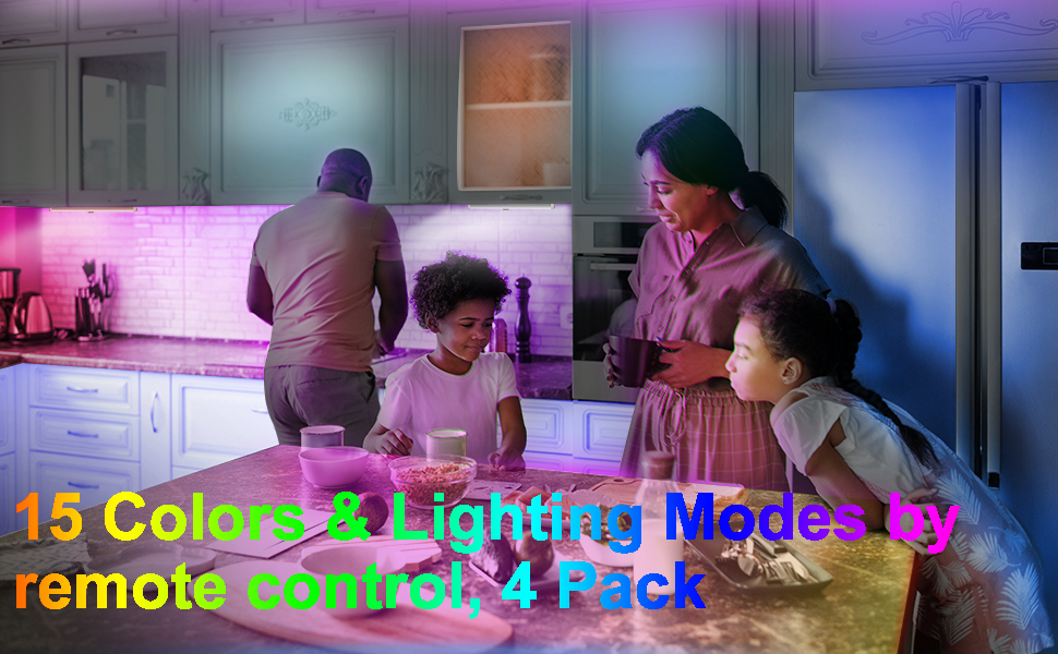 Diomart 48 LED Under Lighting Wireless, 15 Colors Changeable Rechargeable