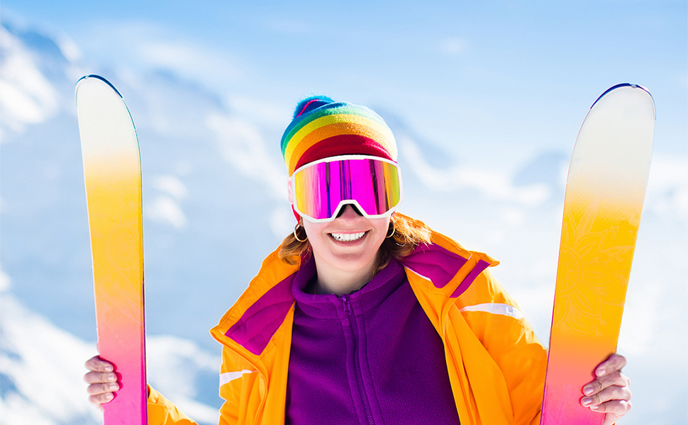 Snowboard Ski Goggles for Men Women Youth Anti-Fog Over Glasses Winter Snow Goggles