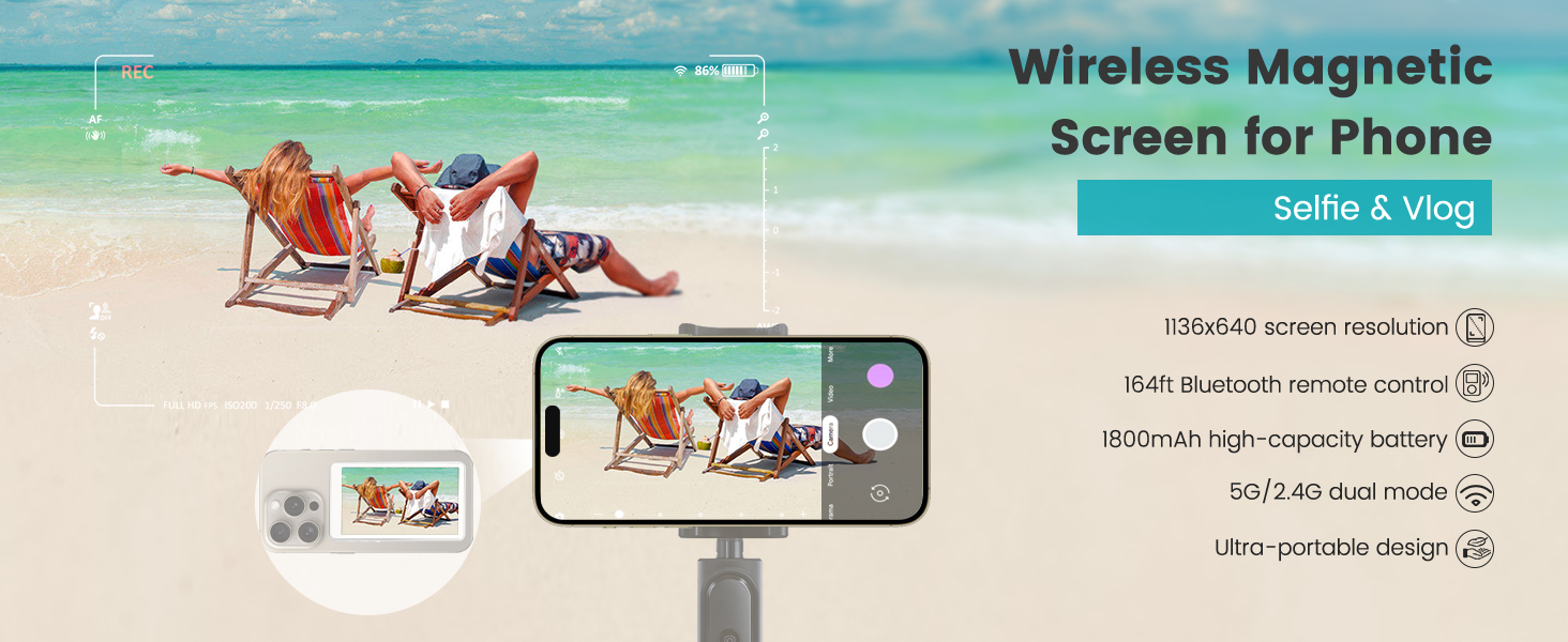 Magnetic Phone Vlog Selfie Monitor Screen