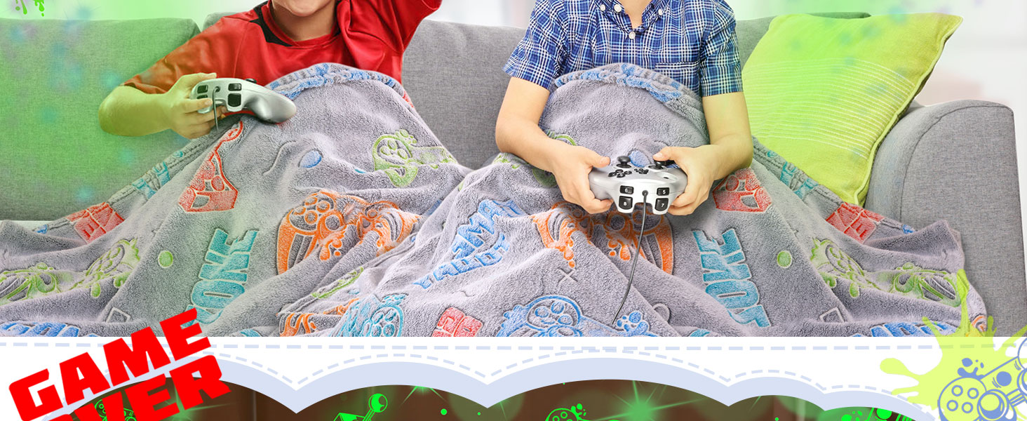 UOMNY Glow in The Dark Blanket for Boys Soft Gaming Throw