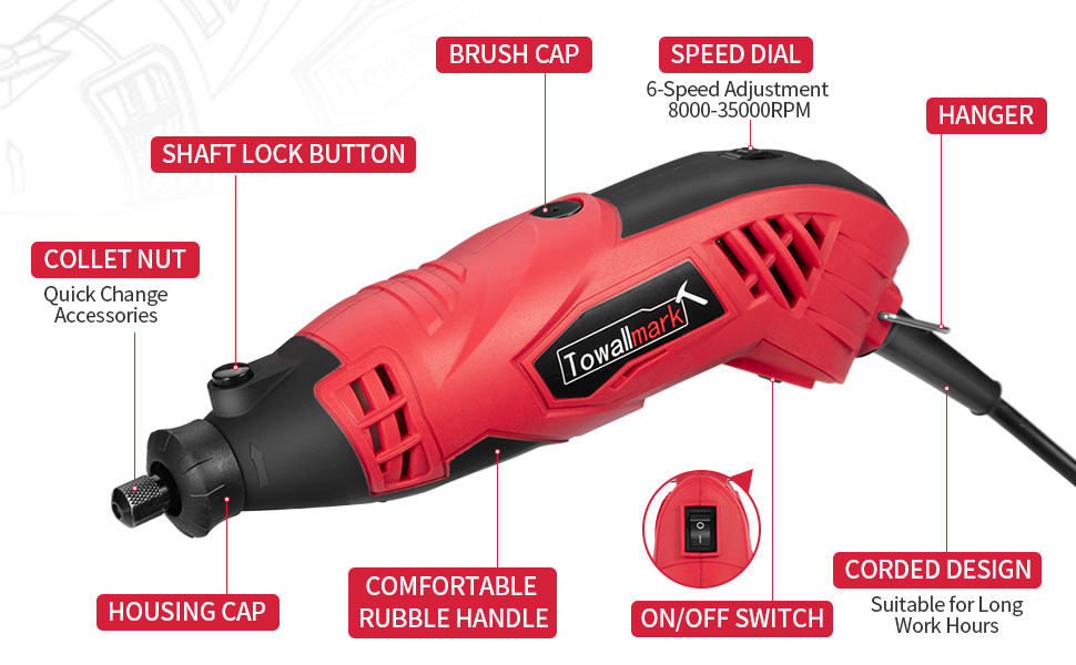 Cordless Rotary Tool Kit, Towallmark Mini Rotary Tool 3.6V USB