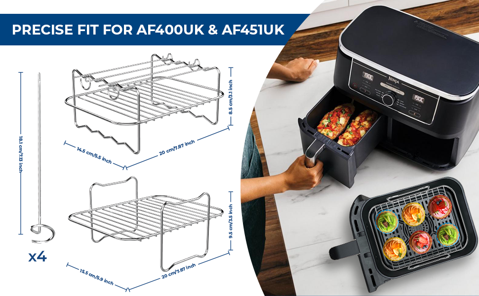 Ninja AF400UK Air Fryer Racks for 9.5L Ninja Dual air Fryer Large