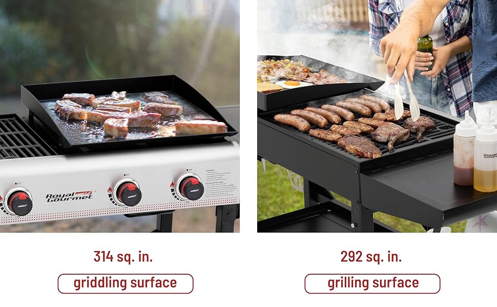 Royal Gourmet GD403 4Burner Portable Flat Top Gas Griddle Combo Grill