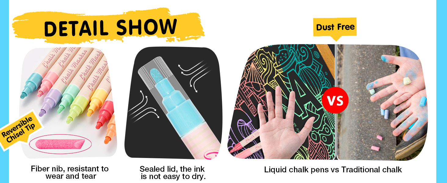 APOGO Chalk Pens for Blackboards Paint, Chalkboard, Window & Non Porous