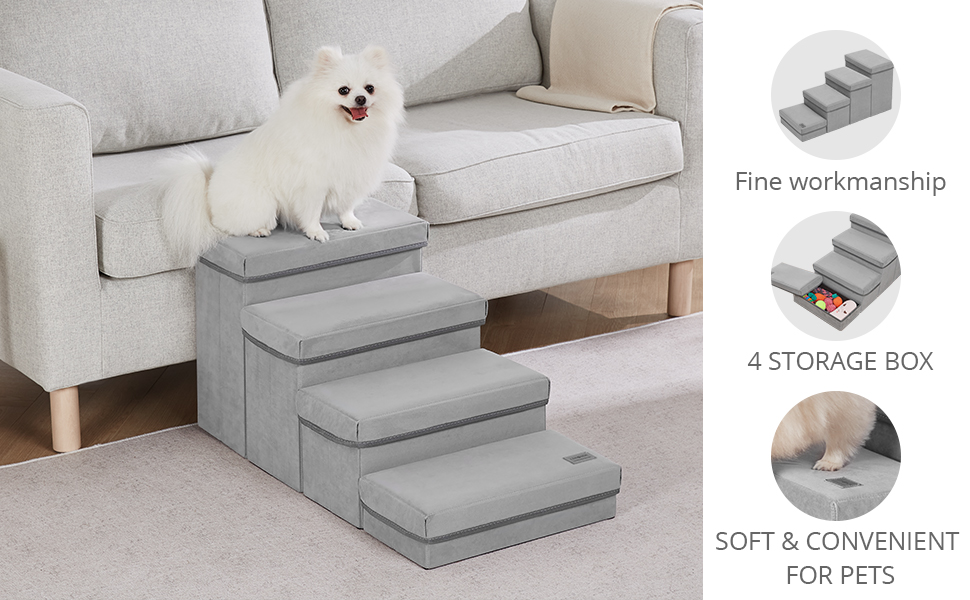 Dreamsoule 3 in 1 Dog Steps Stairs Foldable Pet Ramp with A Deluxe