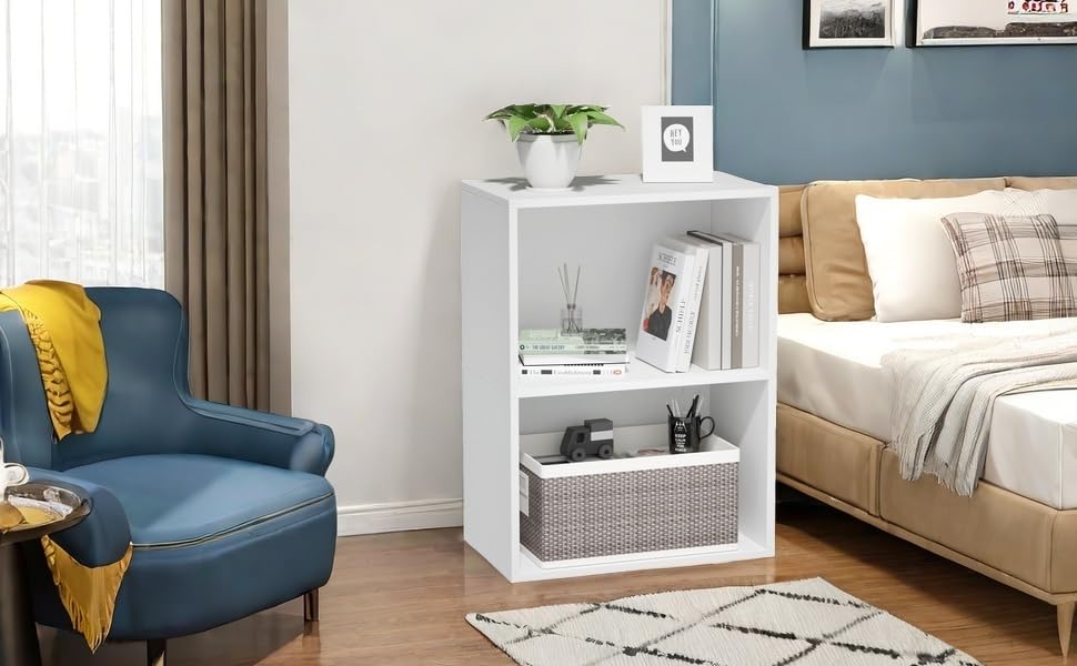 Infrunic 2 Cube Bookshelf, Horizontal Low Book Shelf, Mini