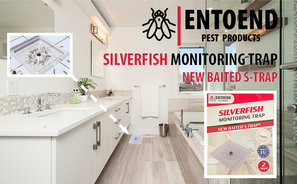 ENTOEND Silverfish Trap Pack of 2 Monitoring Sticky Glue Traps for Silverfish and Firebrats