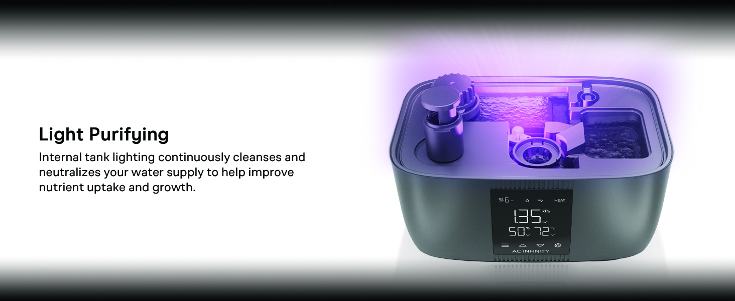 Warm Mist Plant Humidifier VPD Humidity 10-Level Control Water Purifying Grow Tents