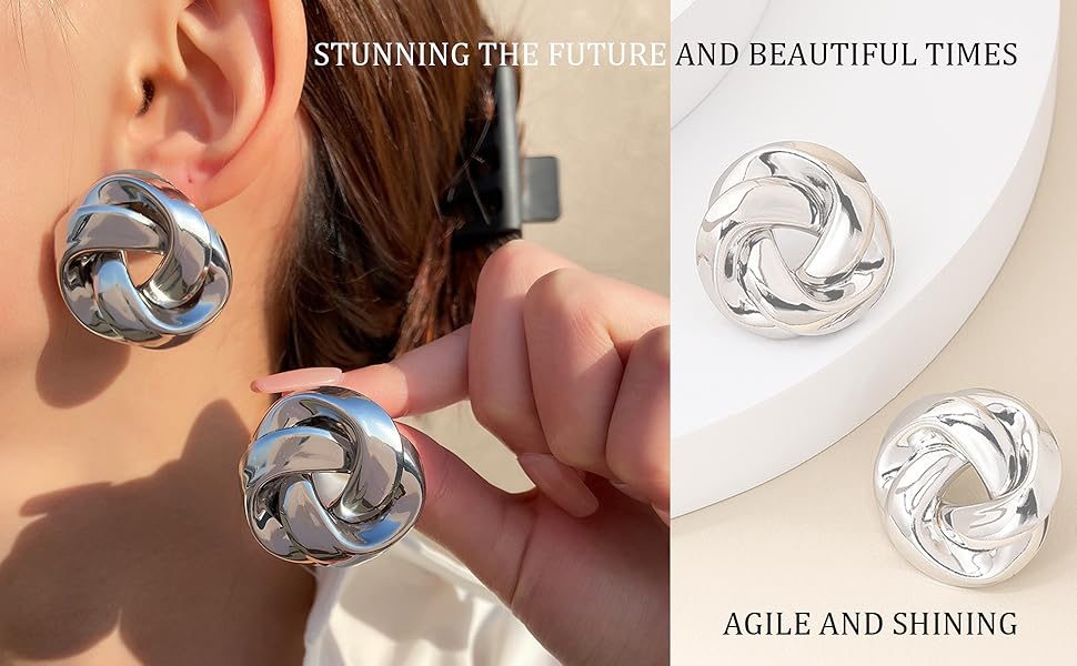 Silver Knot Stud Earrings