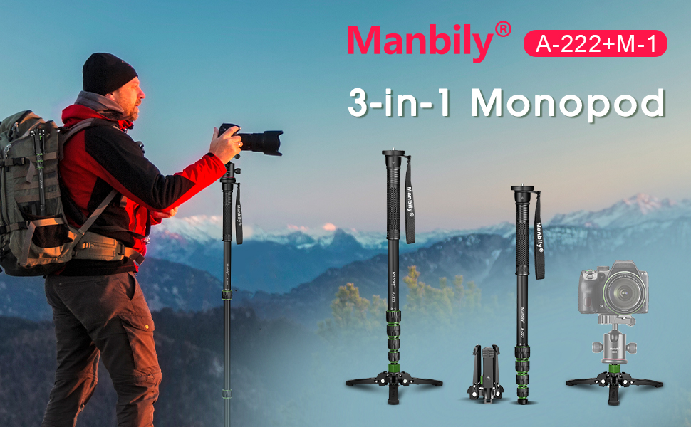 Manbily Camera Monopod with Feet 5 Sections 67in 170cm Extendable