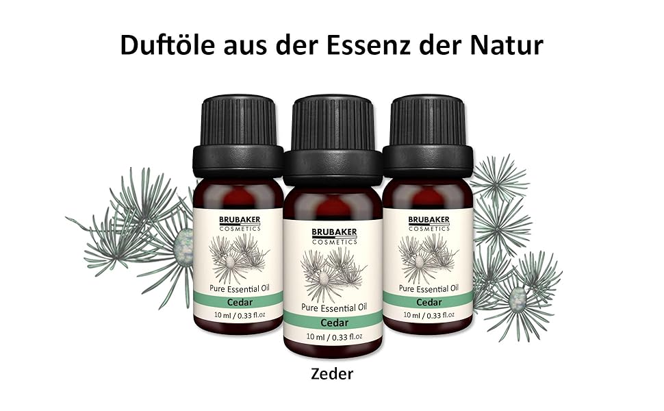 Naturreine ätherische Öle mit Zeder