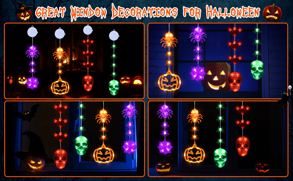 LYHOPE Halloween Decorations Window Lights, Hanging