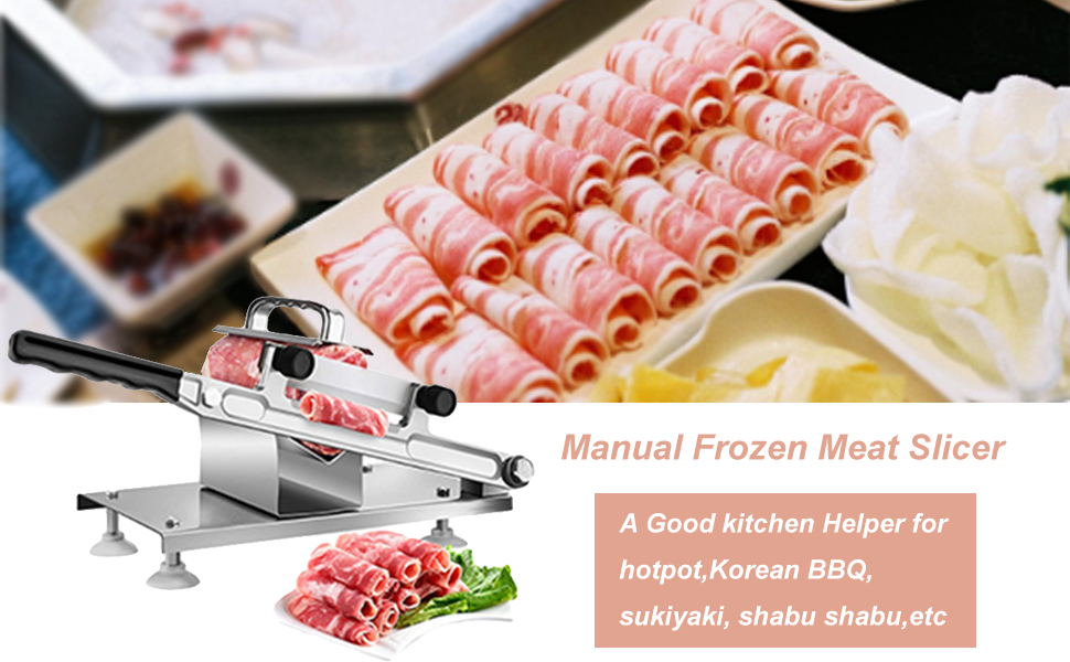 uyoyous Manual Frozen Meat Slicer Stainless Steel Meat Cutter with