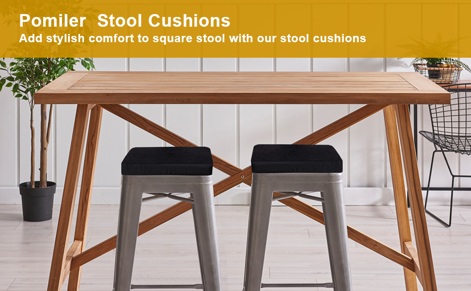 POMILER 12" Bar Stool Cushions Set of 4 Square Thickened