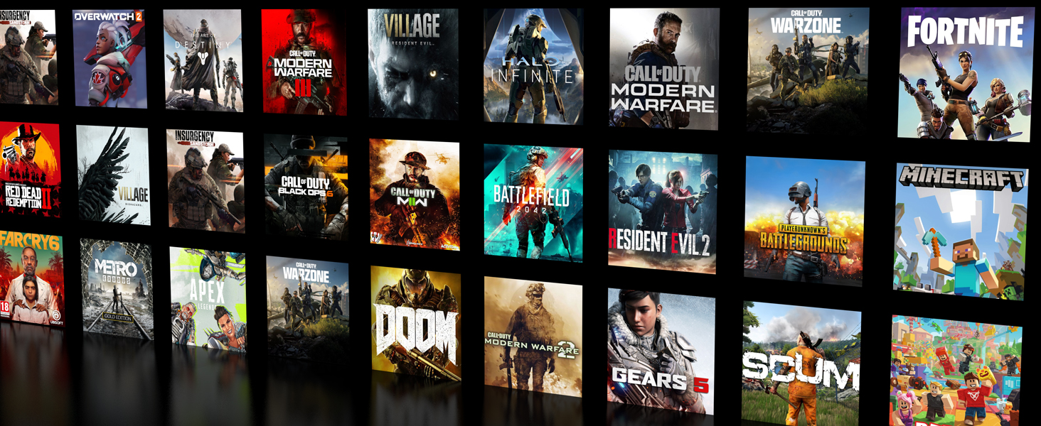 Game titles compatible with Audio Radar including Minecraft, COD, Fortnite, PUBG, and more.