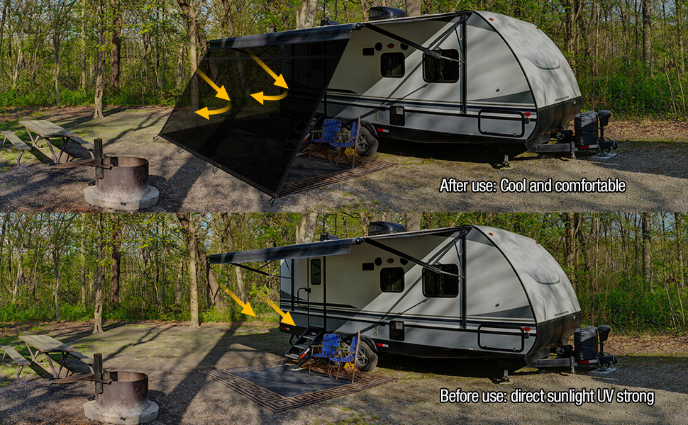 Filluck RV Awning Shade Screen with Zipper Next Gen RV