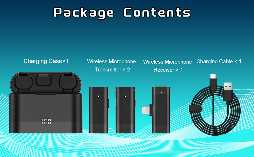 LIHUACHEN Wireless Lavalier Microphone for iPhone iPad, Mic (2 TX + 1