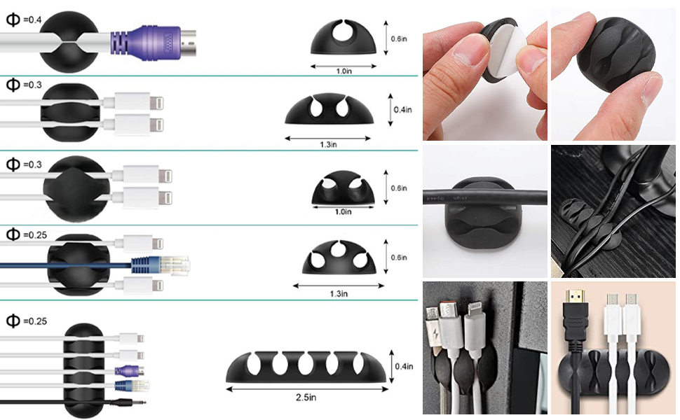 Wisfunlly 173 Pcs Cable Management Organizer Kit, 4 Cable Sleeve Split