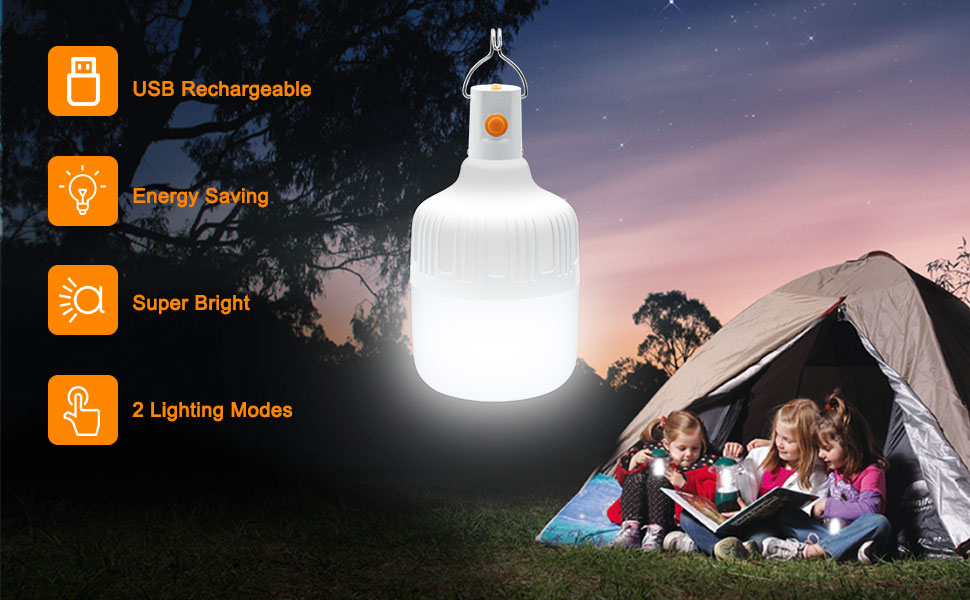 Lanterne de Camping Lampe Camping avec USB Rechargeable  Suspension Dimmable