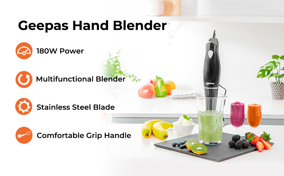 Geepas Hand Blender Food Collection Hand Blender, Soup Mixer with