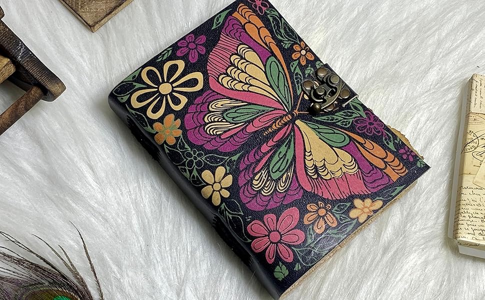 Tajhandicrafts Vintage Leather Butterfly Journal Handmade