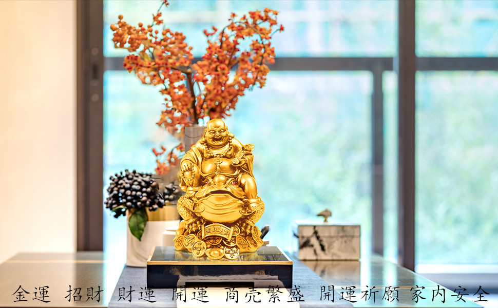 Amazon.co.jp: Lhyxuuk 布袋様 置物 ゴールド 七福神 布袋