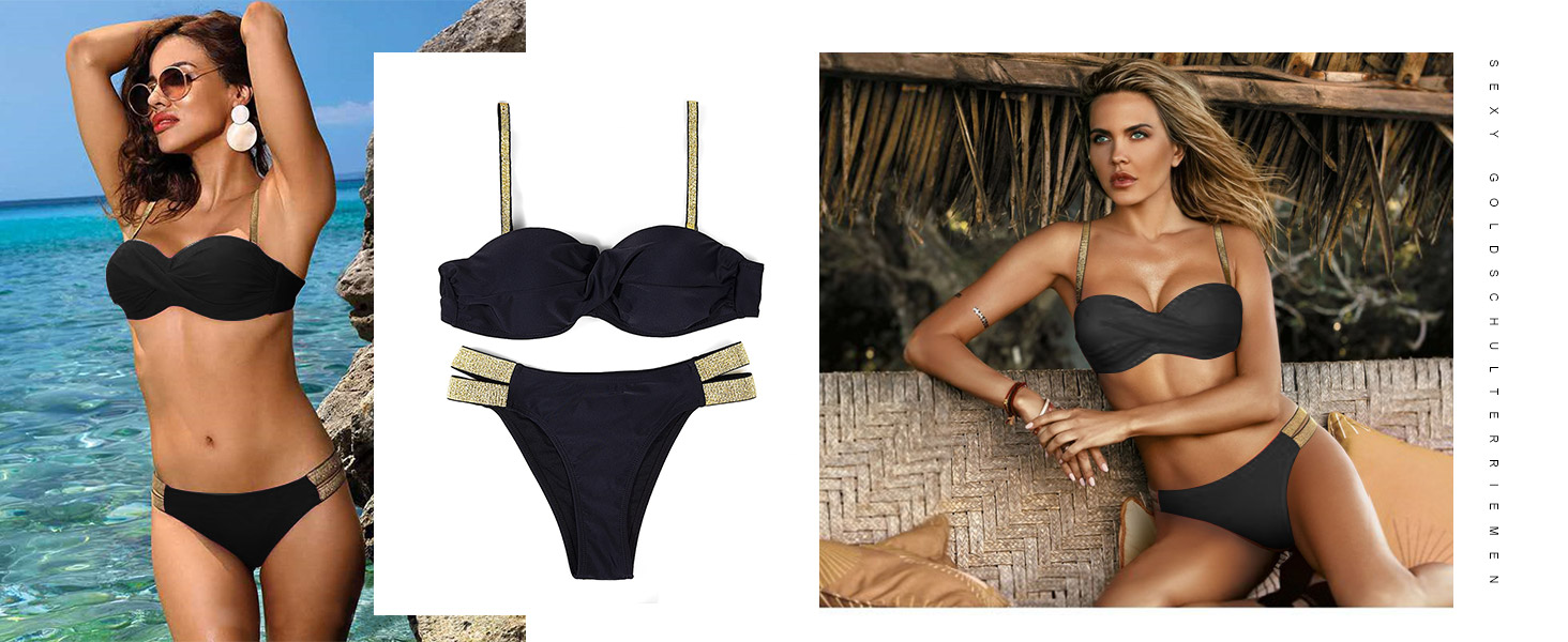 Voqeen Damen Bikini Set Push Up Strandmode Zweiteiliger Badeanzug