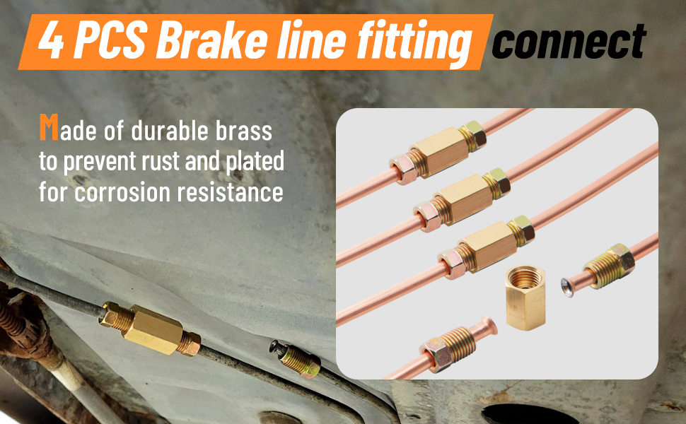 Racewill 25 ft 3/16 Copper Coated Brake Line Kit (Includes 16 Fittings