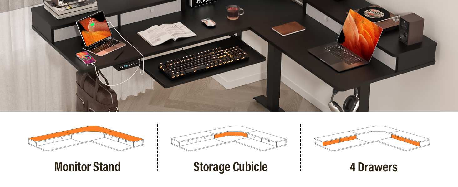Electric L Shaped Standing Desk