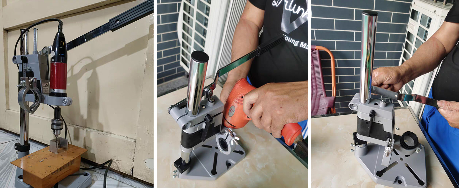 ATPEAM Drill Press Adapter for Hand Drill Double Hole Universal Bench