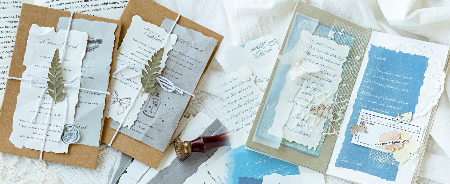 180 Sheets Vintage Scrapbook Paper with Quote Words