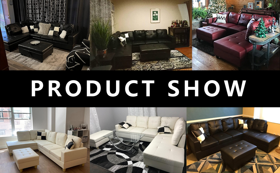 SIENWIEY Sectional Sofa Set, LShape Faux Leather Couch