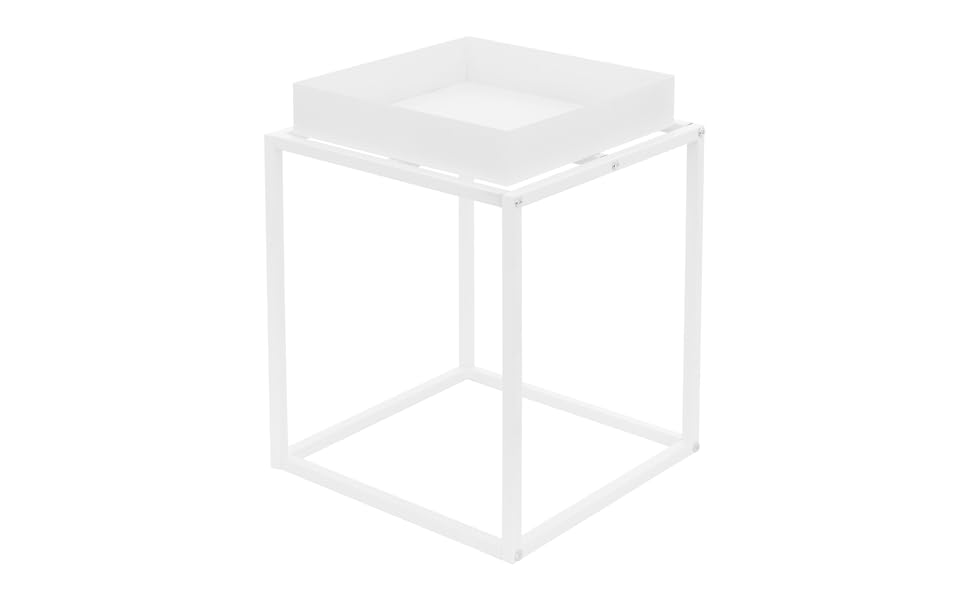 ML-Design Plantenstandaard, wit, metaal, bloemenstandaard, dienblad, plantenbak, bloembak, bijzettafel