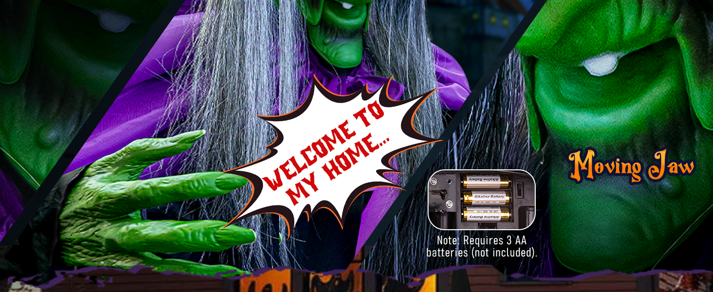 Halloween Decorations Outdoor Animated Hovering Witch Animatronics Sound Touch Activated Decor