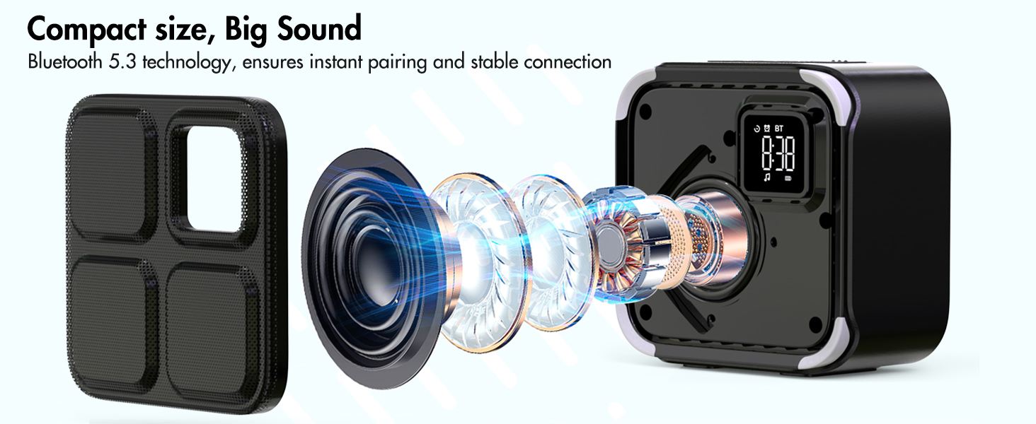 sound machine alarm clock adopts bluetooth 5.3 technology for stable and strong wireless connection