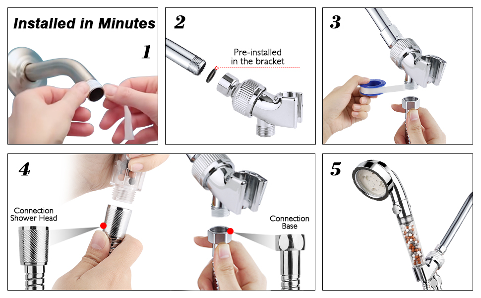 BBtang Shower Head and Hose Set, Water Softener Shower Heads for Hard Water Low Pressure with 1