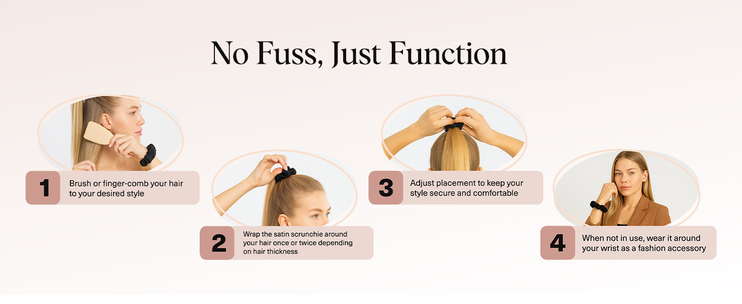 Kitsch Satin Scrunchies for Women - No Crease Hair Ties for Girls