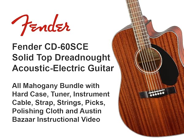 Amazon.com: Fender CD-60SCE Solid Top Dreadnought Acoustic