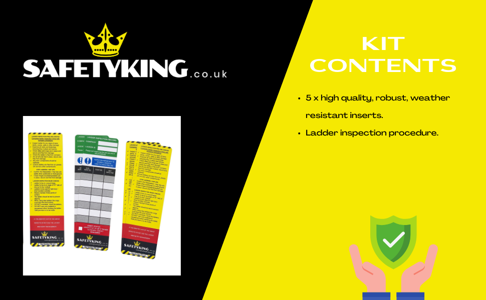 SAFETYKING® Ladder Tags 5 Inserts Safety Ladder Inspection Tags with Cable Ties Complete