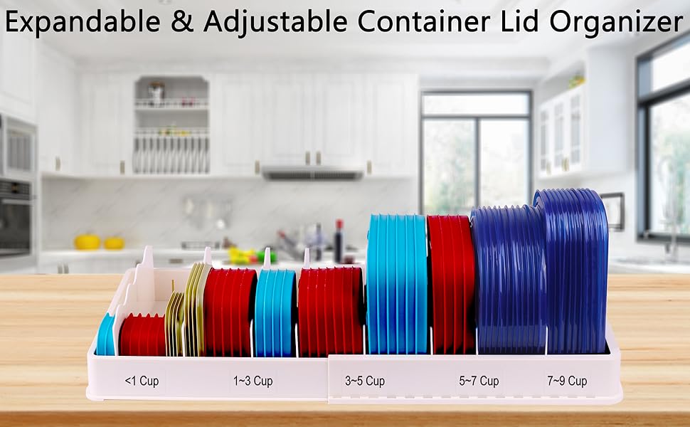 SWOMMOLY Expandable Food Storage Container Lid Organizer