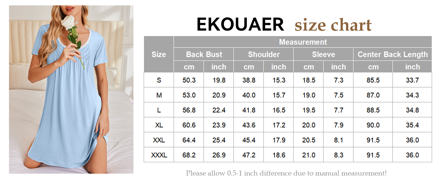 Nightgowns for Women Pleated Sleep Shirts Lace Trim Sleep Dress Ladies Gown