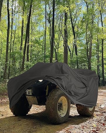 forest path with atv and installed cover