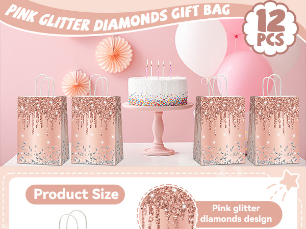 Amazon.com: Naozinebi 12Pcs Pink Rose Gold Gift Bags Glitter