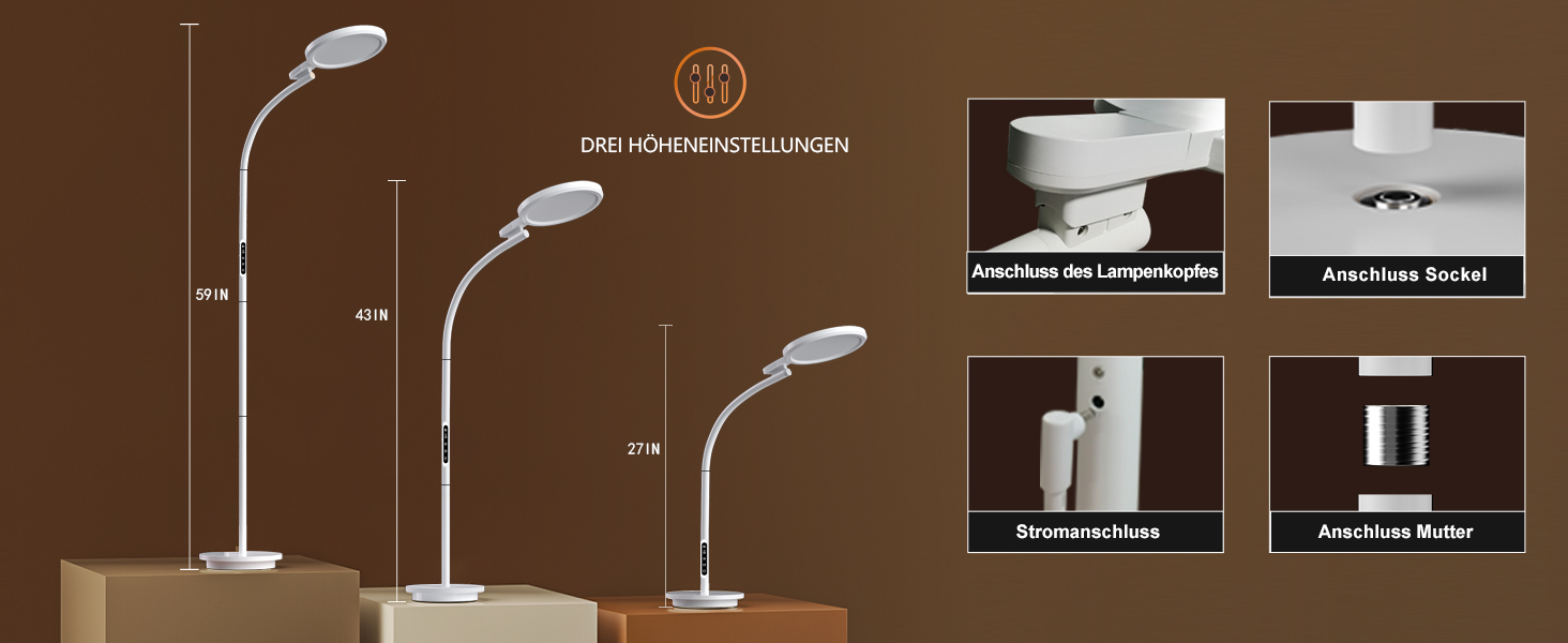 3in1 Tageslichtlampe Lichttherapie, Runder Boden Tageslichtlampe Stehlampe, SAD Sonnenlicht