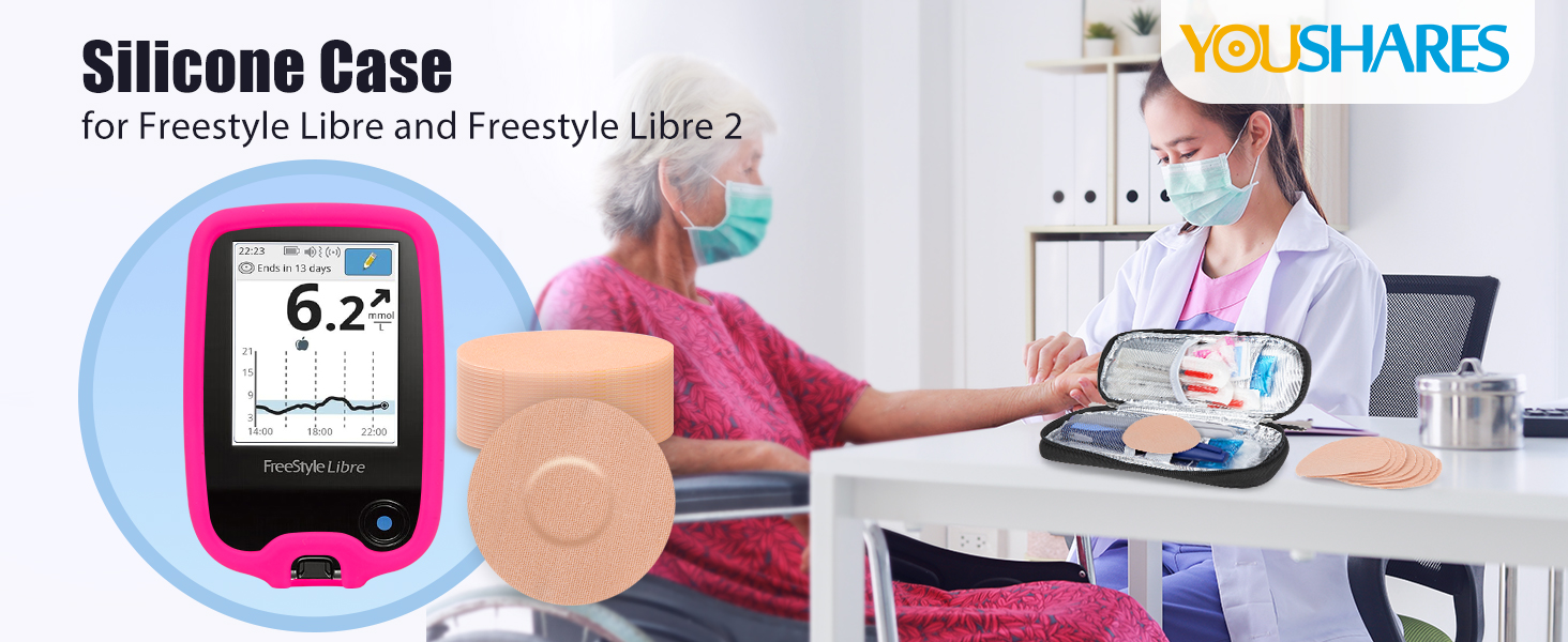 The silicone case for Libre 2 reader diabetic sensor covers with Adhesive Patches