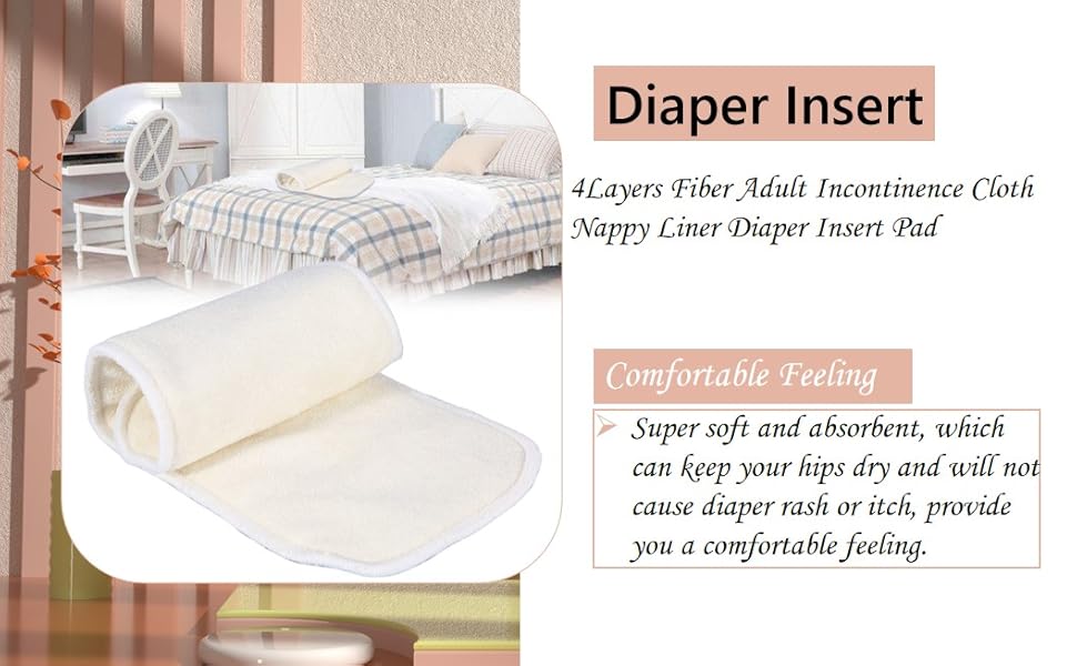 1PC 4Layers Fiber Adult Incontinence Cloth Nappy Liner Diaper Insert Pad