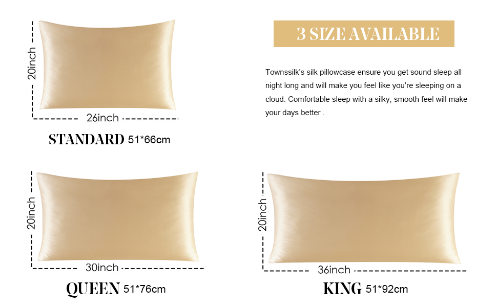 Townssilk Both Side 100 19mm Silk Pillowcase King Size Pillow Case